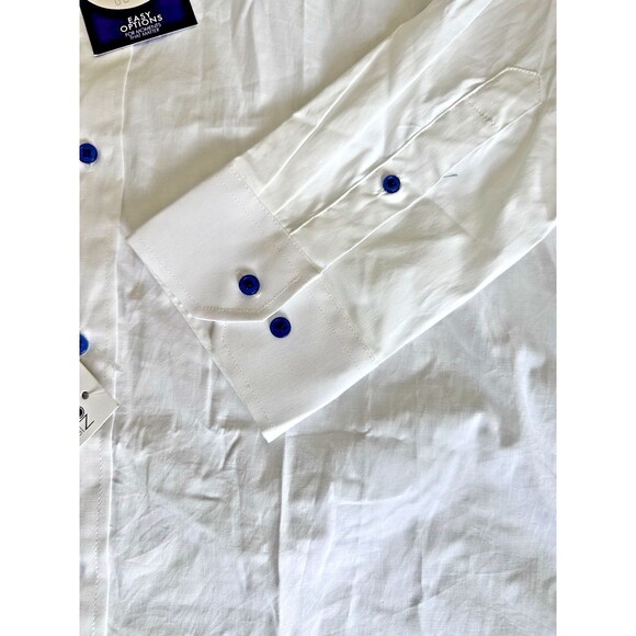 Tayion Collection Men's Slim fit Long Sleeve Button-Up Shirt White XXL 18-18.5 - Picture 5 of 7